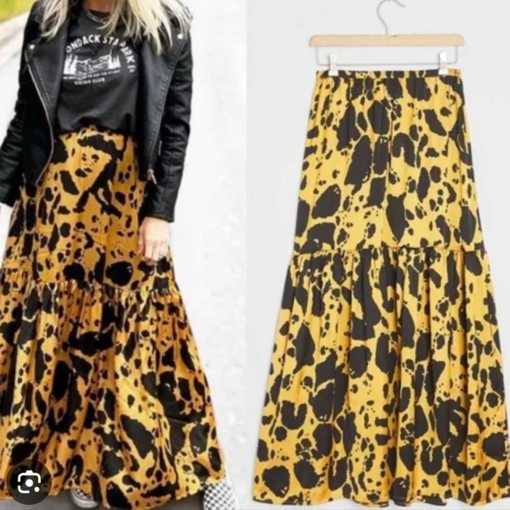 Corey Lynn Calter Black and Yellow Maxi Skirt